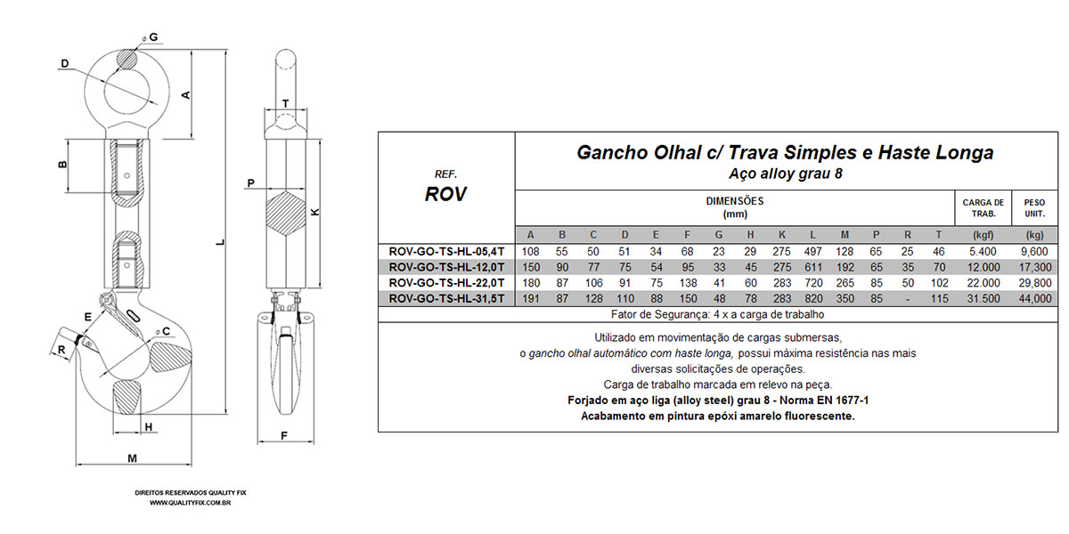 Gancho Rud Rov Gancho ROV Haste Longa - Quality Fix do Brasil